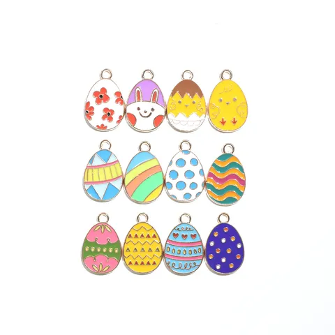 Paasei Legering Gemailleerde Bedels DIY Sieraden Maken Accessoires Leuke Cartoon Hanger Voor Sleutelhangers Haar Decor