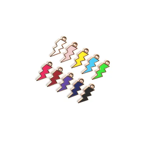 Diy Alloy Enamel Lightning Pendants Cute Cartoon Charms For Jewelry Making Keychain Hair Accessories