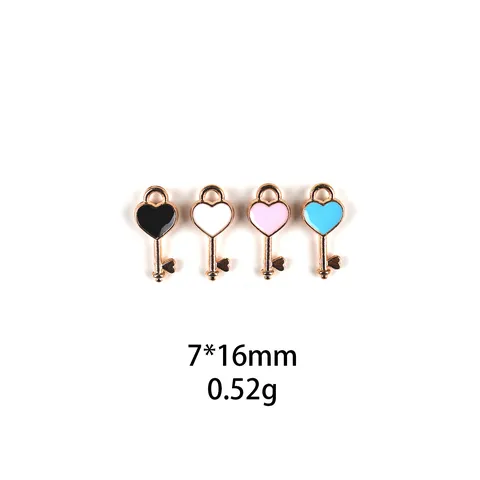DIY Enamel Heart Lock And Key Alloy Charms Cute Colorful Love Heart Pendant Jewelry Accessories For Bracelet Necklace Making
