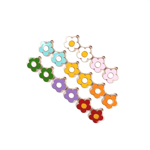 Alloy Oil Drop Flower Charms Colorful Enamel Daisy Pendants For DIY Jewelry Making Keychain Craft Accessories