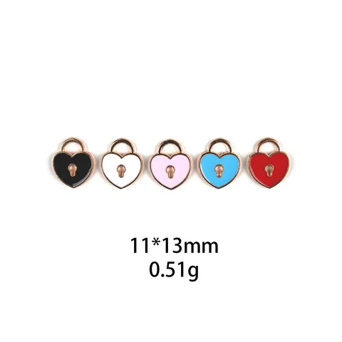 DIY Enamel Heart Lock And Key Alloy Charms Cute Colorful Love Heart Pendant Jewelry Accessories For Bracelet Necklace Making