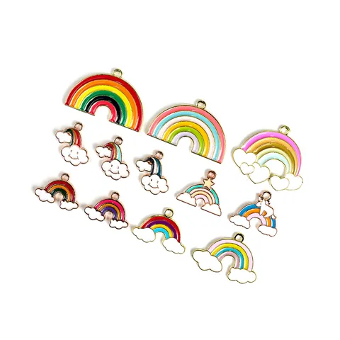 DIY Legering Emaille Regenboog Wolk Ster Hangers Charms Kleurrijk Leuke Cartoon Sieraden Accessoires Voor Haarclips Sleutelhangers Maken
