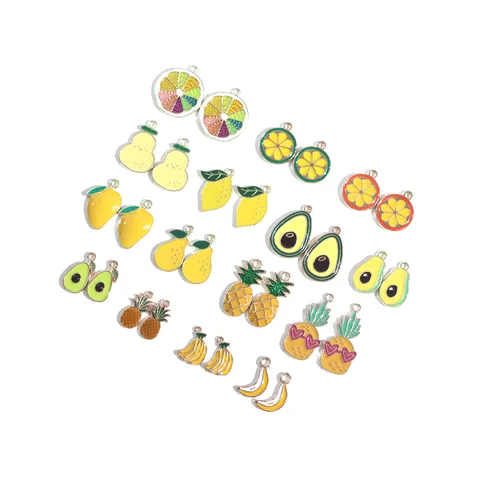 Schattige Vrucht Legering Geëmailleerde Bedels Citroen Ananas Avocado Banaan Hanger DIY Sieraden Maken Accessoires Sleutelhanger