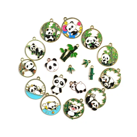 Leuke Panda En Bamboe Legering Druppelolie DIY Sieraden Accessoires Sleutelhanger Hanger Charms Ambachtelijke Maak Benodigdheden Voor Vrouwen