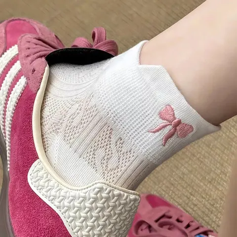 Damen Casual Baumwollmischung Kurzsocken Schleife Dünne Atmungsaktive Socken