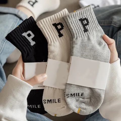 Unisex Kurzschaft Sport Socken Baumwollmischung Atmungsaktiv Crew Socken Mit Buchstabenstickerei Für Herren Damen Sommer