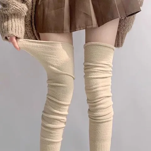 Damen Overknee Winter Thermisch Verdickt Einfarbig Lange Socken Stiefel Warme Beinstwärmer Modische Accessoires