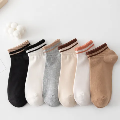 Damen Casual Gestreifte Kurze Socken Atmungsaktive Baumwollmischung Ankel Socken Tägliche Kleidung Komfort Komfortables Schuhwerk Modischer Stil
