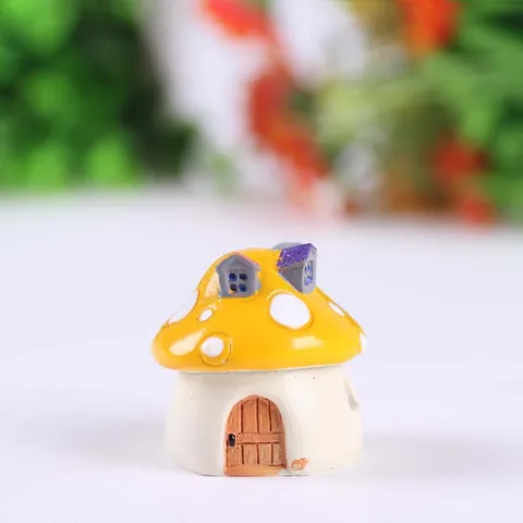 Figurina in Miniatura in Resina di Casa di Funghi Micro Paesaggio Terrario Ornamento Decorazione Giardino