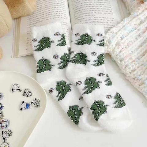 Damen Winter Warm Nerz-Fleece Haussocken Süßes Tiermuster Verdickte Gemütliche Schlafsocken