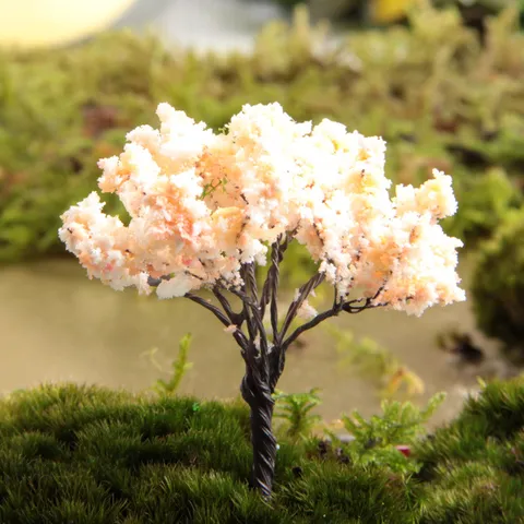 Miniatur Künstlicher Rosa Blütenbaum Pfirsichbaum Mikrolandschaft Dekoration DIY Feengarten Zubehör PVC Handgefertigter Mini Baum
