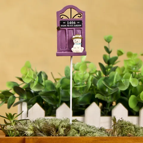 Décoration de Micro-paysage Chat Porte Violette en Résine pour Plantes Succulentes Ornement de Jardin Accessoires Photo