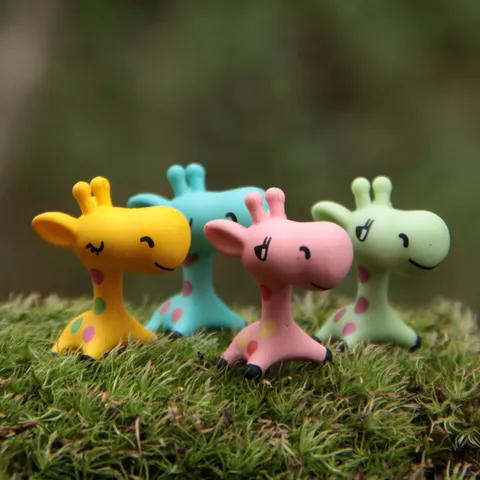 Estilo Japonés Linda Jirafa DIY Micro Paisaje Decoración PVC Miniatura Figurita Para Plantas Suculentas Bonsái Hada Jardín Decoración Hogar Oficina Escritorio Ornamento