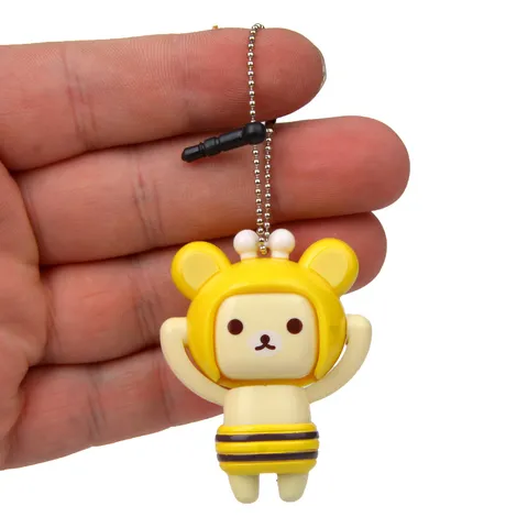 Llavero de Oso de Dibujos Animados con Cambio de Cara Para Coche Bolsa Colgante Con Tapón Antipolvo Creativo ABS Plástico Abeja Oso Figura Juguete Regalo