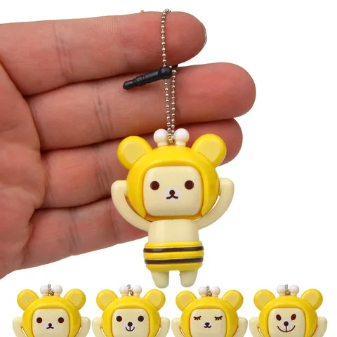 Llavero de Oso de Dibujos Animados con Cambio de Cara Para Coche Bolsa Colgante Con Tapón Antipolvo Creativo ABS Plástico Abeja Oso Figura Juguete Regalo
