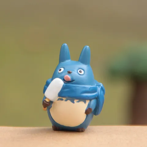 Pastoral Mini Resin Blue Dragon Cat Figurine With Ice Cream For Micro Landscape Garden Decoration DIY Cartoon Animal Desktop Ornament
