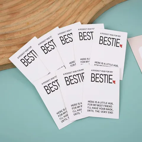 Tarjeta De Felicitación Abrazo De Bolsillo Para Amiga Pequeña Cartulina Blanca Tarjeta De Embalaje De Joyas Con Mensaje