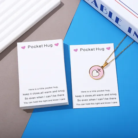 Pocket Hug Corazón Tarjeta de Felicitación Pequeña Tarjeta de Regalo de Cartón Tarjeta de Papel Kraft Con Cita de Deseo Para Joyería