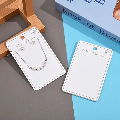 Tarjetas de Exhibición de Joyas Papel Cartón Collar Pendiente Soporte Tarjetas DIY Cartulina En Blanco Con Embalaje de Bolsas OPP