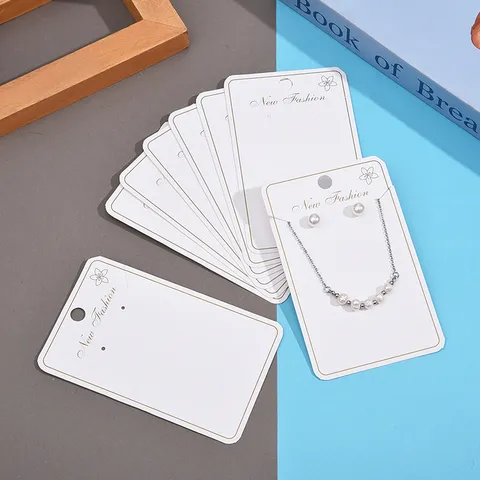 Tarjetas de Exhibición de Joyas Papel Cartón Collar Pendiente Soporte Tarjetas DIY Cartulina En Blanco Con Embalaje de Bolsas OPP