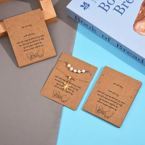 Tarjetas de Exhibición de Joyas de Papel Kraft con Bolsas OPP Collar Pulsera Embalaje Soporte de Cartón para Accesorio de Exhibición