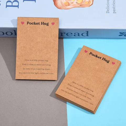 Tarjeta de Felicitación con Diseño de Corazón de Amor Pocket Hug de Papel Kraft Pequeña Tarjeta de Exhibición de Joyas Accesorios de Embalaje