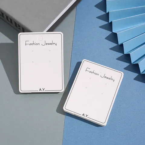 Tarjetas de Exhibición de Pendientes Blancas y Juego de Bolsas OPP Tarjetas de Soporte de Embalaje de Pendientes de Papel Soporte de Exhibición de Joyas al Por Menor