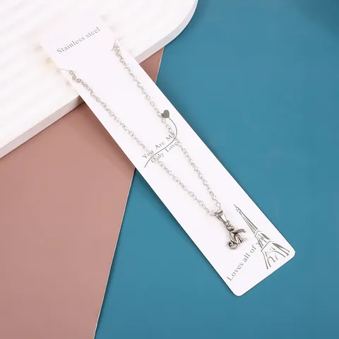 Tarjetas de Exhibición de Collar y Pulsera de Papel Blanco Minimalista Impresas con Torre Eiffel Tarjetas de Embalaje de Joyas