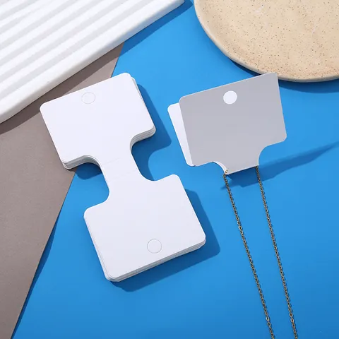 Tarjetas Plegables para Collar Viacas Bolsas OPP Transparentes Soportes de Papel Blanco para Embalaje de Joyería