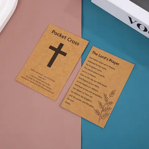 Kraftpapier Taschenkreuz Gebet Display Karten Minimalististische Religiöse Schrift Schmuck Verpackung Karten Für Geschenk