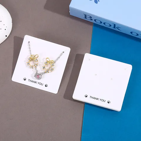 Juego de Tarjetas de Presentación de Collares y Pendientes de Papel Blanco Minimalista Accesorios de Tarjeta de Embalaje Colgante de Joyería