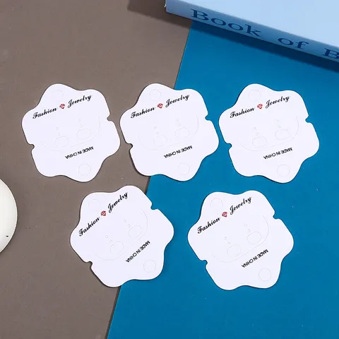 Tarjetas de Exhibición de Joyería de Cartón Blanco Soporte de Tarjeta de Embalaje de Collar y Pendiente para Presentación