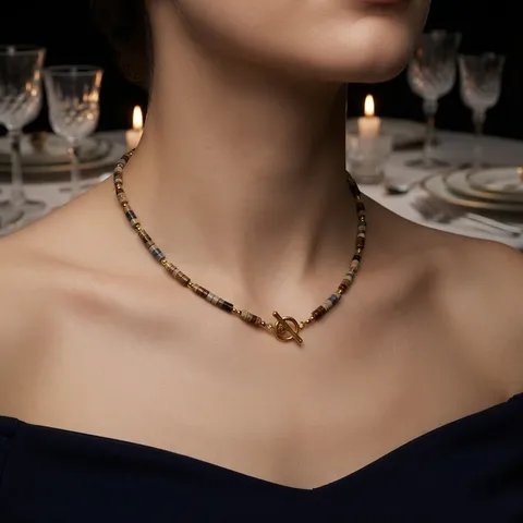 Vintage Roestvrij Staal Abacus Kralen Kralenketting Lichte Luxe Veelzijdige Sleutelbeinketting Mode Sieraden