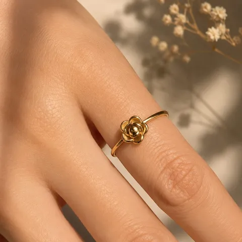 Minimalistisch Edelstahl Rosenblüte Offener Ring Für Damen Wasserdicht Hypoallergen Mode Fingerring Schmuck Geschenk