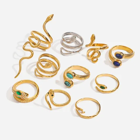 Minimalistischer Edelstahl Schlangen Ring Offen Verstellbar Geometrisch Tier Modeschmuck Fingerring Für Damen