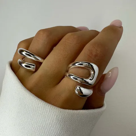 Edelstahl Offener Ring Für Damen Vintage Nische Geometrisch Hohl Kreuz Verstellbar Modeschmuck Fingerring