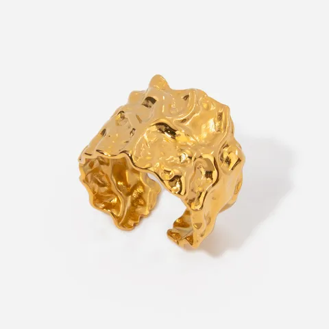 Edelstahl Offener Ring Für Damen 18K Vergoldet Vintage Geometrisch Modischer Fingerschmuck Ring