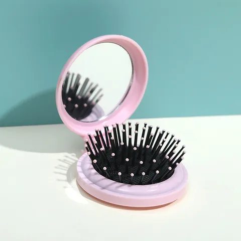 Simpatico Pettine Per Capelli Pieghevole A Cartone Animato Con Specchio Spazzola Per Capelli A Cuscino DAria Portatile Da Viaggio