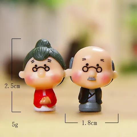 Cute Cartoon Elderly Couple Design Universal Phone Dust Plug Resin Miniature Figurine Accessory