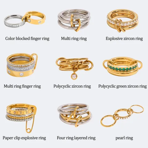Minimalistischer Edelstahl Offener Ring Für Frauen Gold Silber Beschichtet Zirkon Geometrisch Verriegelung Modeschmuck Fingerring