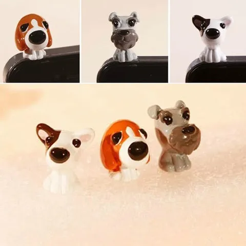 Cute Cartoon Dog Phone Dust Plug Resin Universal Jack Protector Kawaii Animal Phone Charm Accessories Decoration