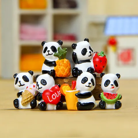 Cute Resin Panda Figurine Micro Landscape Succulent Potted Plant Ornament Miniature Garden Decor Animal Sculpture