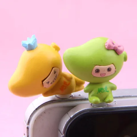 Cute Cartoon Mango Couple PVC Phone Dust Plug Universal Earphone Jack Protector Creative Mobile Phone Accessory