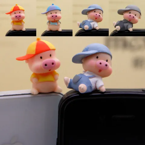 Süßes Cartoon Schwein Harz Staubschutzstecker Süßes Tier Desktop Ornament Multi Stil Handy Dekoration Zubehör Geschenk