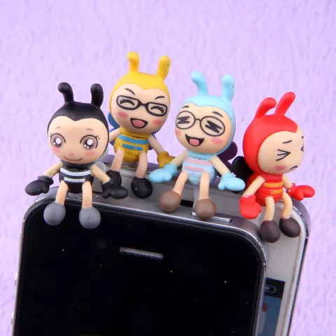 Cartoon Bee Cute Princess Phone Dust Plug Micro Landscape Gardening Figurine PVC Desktop Ornament