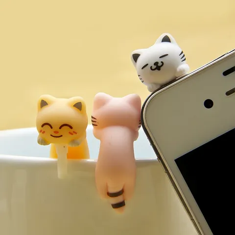 Cute Cartoon Cat Phone Dust Plug Resin Animal Earphone Port Protection Charm Creative Mobile Phone Accessories Kawaii Kitty Decor