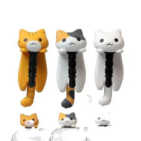 Cute Cartoon Cat Dust Plug For Earphone Jack Resin Kitten Phone Charm Decorative Dustproof Stopper Mobile Accessories