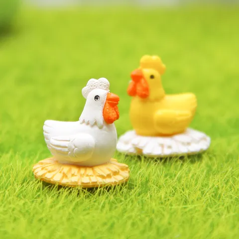 Micro Paysage Jardin Figurine Résine Coq Poule Statue Miniature DIY Succulente Mousse Terrarium Ornement Bureau