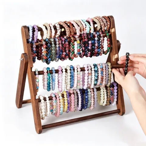 Espositore per Gioielli Multistrato in Legno Massiccio Supporto per Bracciale per Capelli Grande Capacità per Negozio Casa