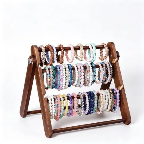 Espositore per Gioielli Multistrato in Legno Massiccio Supporto per Bracciale per Capelli Grande Capacità per Negozio Casa